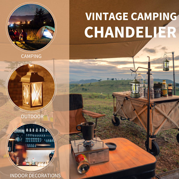 LED Campinglampa Hängande Tältlampa Retro Portabel Lampa Röd