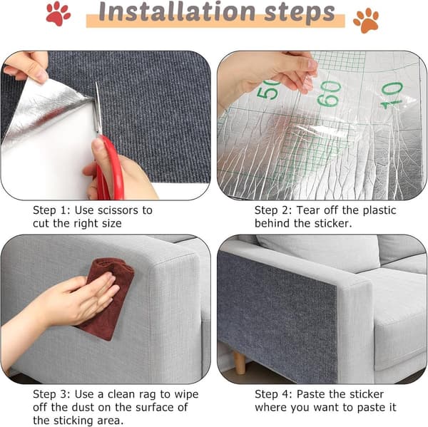 30 x 100 cm Klorematte til Sofa - Selvklebende Klorematte for Katter - For Sofa og Stoler - Beskytter Tepper og Sofa - Kan Kuttes til Størrelse
