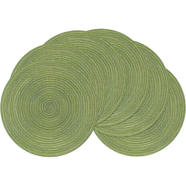 TG Set om 6 , grøn38x38cm, grøn rund bordstablet bordstablett Vävd Cott