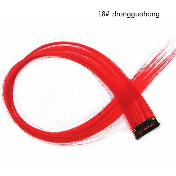 TG Clip-On Hårextensions 23 Farger Rett Hårextensions Klips 18# Rød