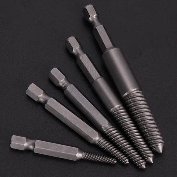 Screw Drill, Stud Remover Tool, 5 Pcs Broken Screw Extractor Hex Shank Fine Teeth Damaged Bolt Removal Tool_yux