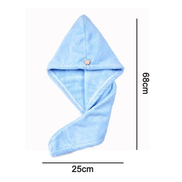 Hårhandduksomslag Superabsorberande Twist Turban Cap, 25x68cm, blå