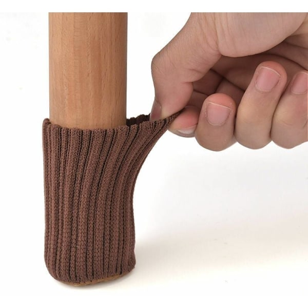 24 stk. skridsikre stolebensokker, forhindrer ridser og reducerer støj, brun 7 × 4 cm