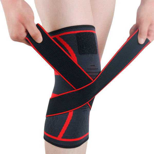 Nylon Latex Filament Utomhus Cykling Knäskydd Fyrfelts Stretch Stickad Nylon Knäskydd Sportkläder Sport Säkerhet Knäskydd Röd 2XL