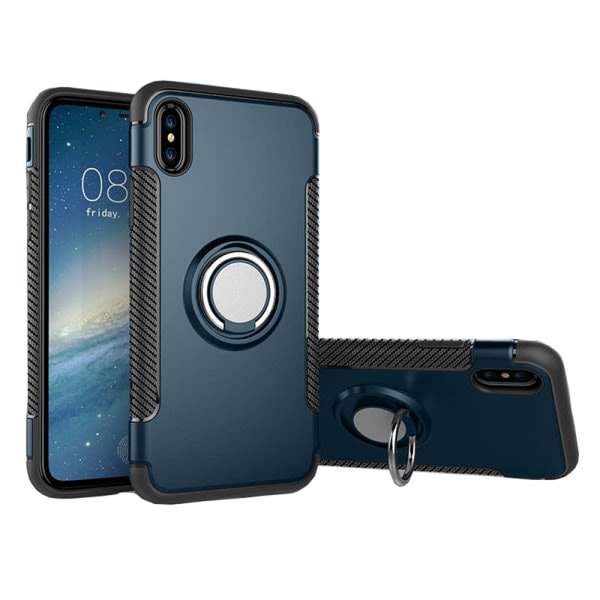 TG Elegant Skal med Ringh?llare i Carbondesign till iPhone XR Petrol