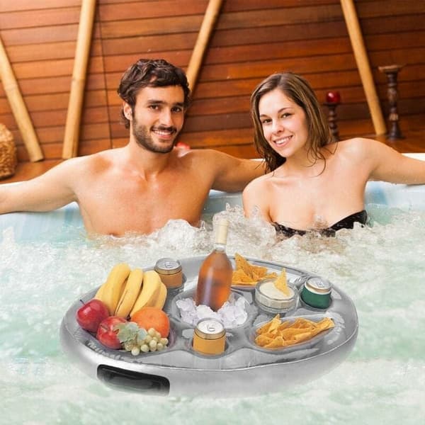 Pool Float Kopholder Oppustelig Pool Float til Strand Oppustelig Jacuzzi Madras Pool Oppustelig Glasholder Pool