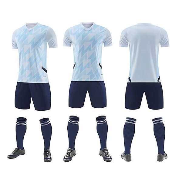 Nya trendiga fotbollströjor set för vuxna och barn fotbollströja och shorts Pojkar Futbol träningsdräkter Löpkläder M Blå (77676)