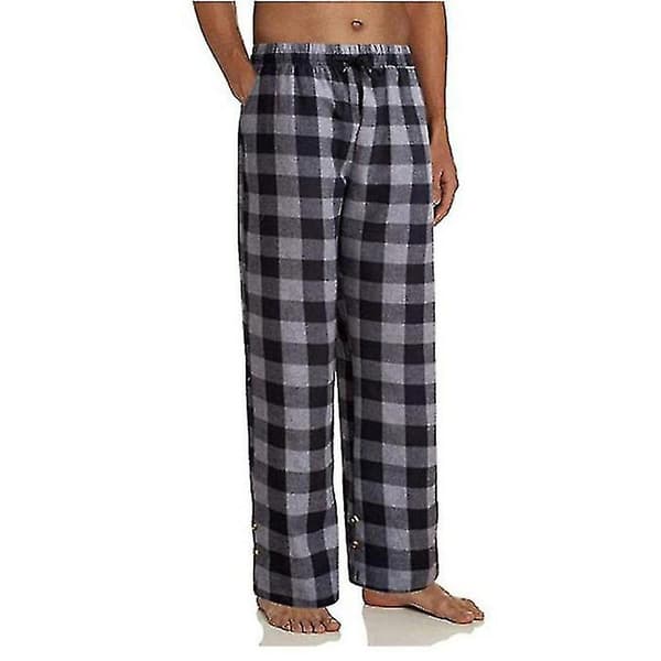 Herre Pyjamasbukser med Lommer, Bløde Flanelternede Pyjamasbukser XL Grå
