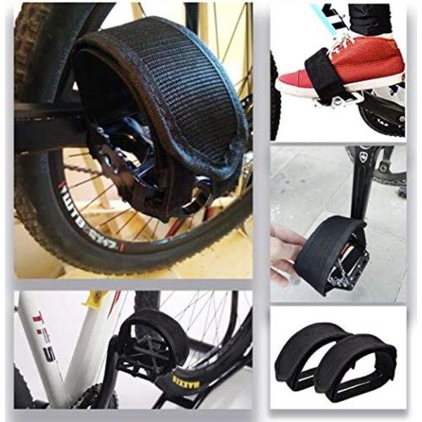 Tomato Palace Black Mountain Bike Pedalremme, Tåclipsrem til Fixed Gear Cykel (2 STK) Sort Sort Sort