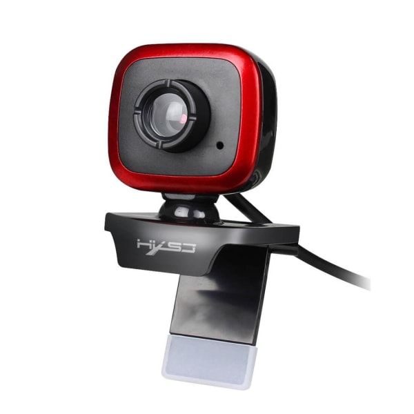 480P Webkamera Justerbar 360 grader HD-Video USB med mikrofon - Svart &amp; R?d