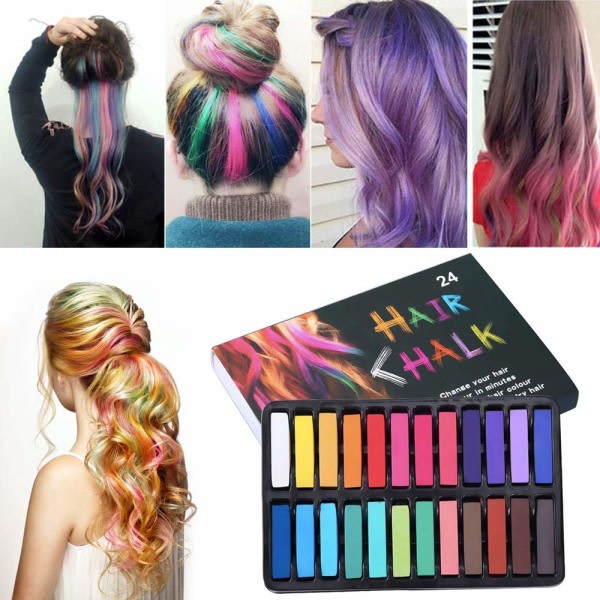 TG Hårkritor / Hårfärg för Barn - 24 olika färger för hår multifärg