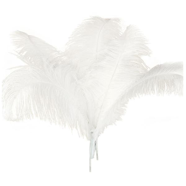 10 Artificial Feathers - Wedding and Party Decoration - White - 45-50 cm