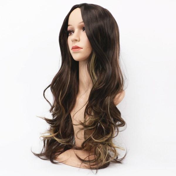 TG Pitkä Aaltoileva Synteettinen Peruukki Naisille Gradientti 24 Tuumaa Natural Curly W