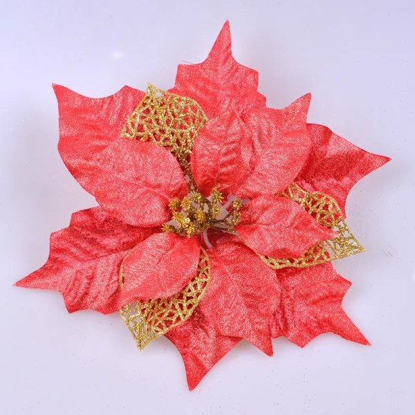 Juledekorationer i rattan, kunstig gran, krypteret juletræsgirland, rattanring-vedhæng, juledekoration Red Christmas ball/24pcs
