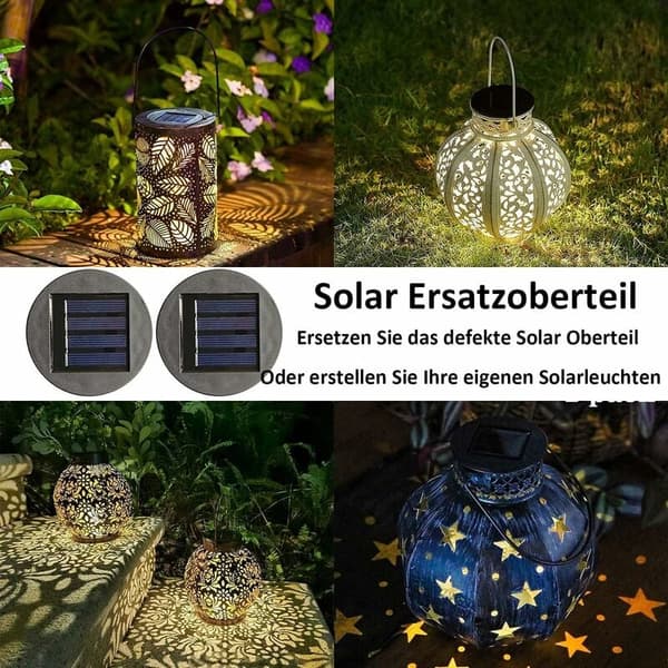 Solcellelamper i jern, batterikasser, dekorative plastlamper (2 stk. solcellelamper til haven)—yux