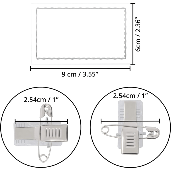 TG Horisontale Navneskilte i Plast (50 stk) - 9 x 6 cm - Klar PVC-vandtæt