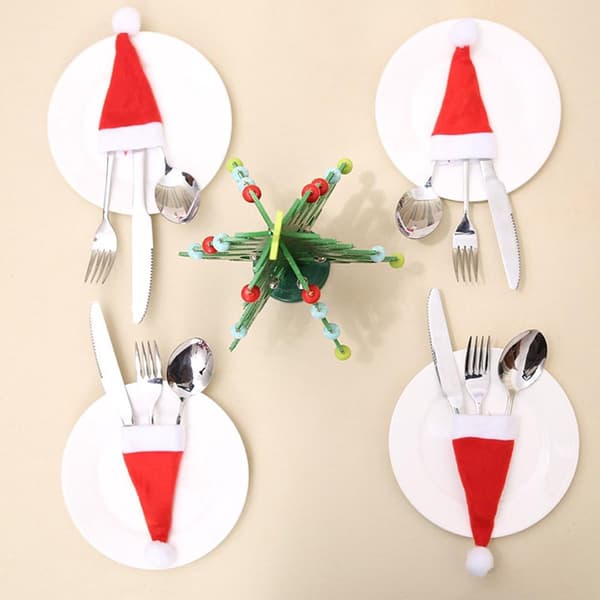 Middagbestikk julepynt - 10 STK - middagsbestikk nisseluer - middagsbord julepynt - julebestikk - middagsbestikk