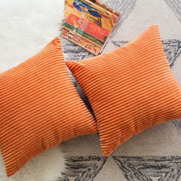 2-pak dekorative pudebetræk bløde polyester fløjlsbukser teksturerede pudebetræk til sovesofa 45 x 45 cm orange