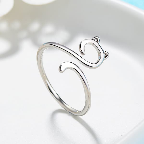 Justerbar Størrelse Ring Katteører Hæklet Ring Begynder Strikning Cr Silver