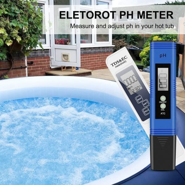 Elektronisk PH-mätare, TDS&EC-mätare för temperatur, 3 i 1 vattenkvalitetstestare med LCD-skärm, automatisk kalibrering, test för pool, akvarium
