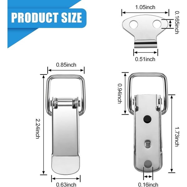 Galaxy Fjederbelastet Vippe-Lås, 4 Dele Fangst-Klemme Anknæbbespænde til Stammen, 2,24 Tommer Total Længde