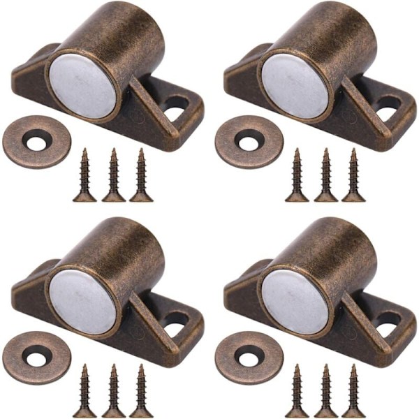 Magnetiska dörrlås från Pieces, skåpmagneter med rostfria skruvar för köksskåp, skjutdörrstängning (brons)