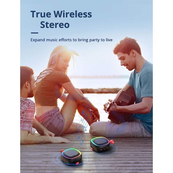 Bluetooth-högtalare med RGB-belysning, IPX7 vattentät trådlös