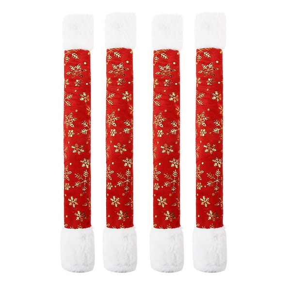 Juldekorationer 4pack - Broderat print med vita plyschkanter