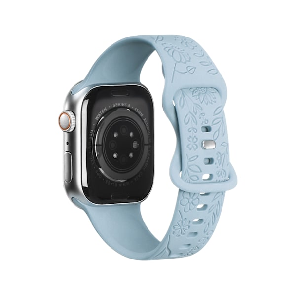 Passer til iwatchS9 876SE Apple Watch armbånd preget liten rose silikon Solsikke - himmelblå Sunflower - sky blue 42/44/45/49mm