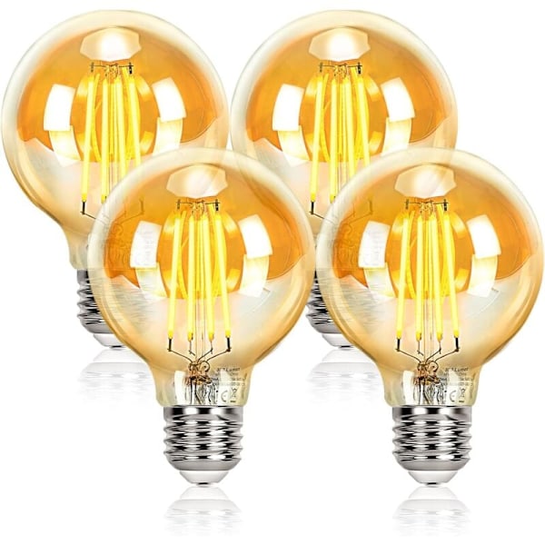 Vintage LED Retro Filamentlampor 4W 220/240V E27 Dekorativ Lampa G95 Kristall