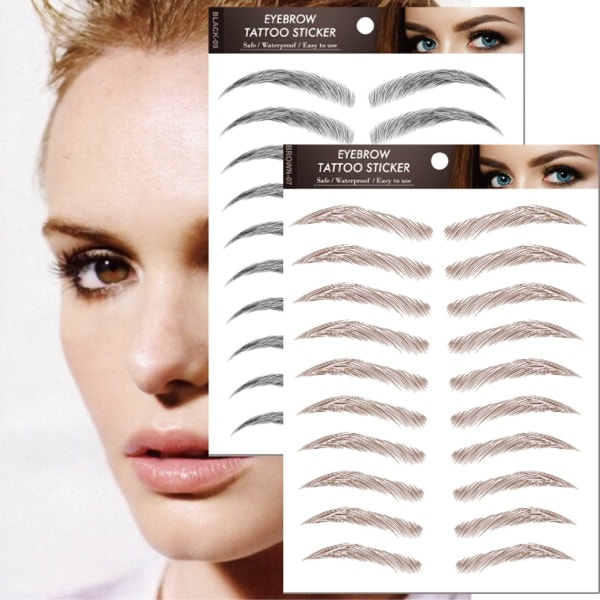 10 ark 6D øjenbryn tatoveringsklistermærker, hårlignende ægte øjenbryn langtidsholdbare vandtætte naturlige falske øjenbryn makeup 3