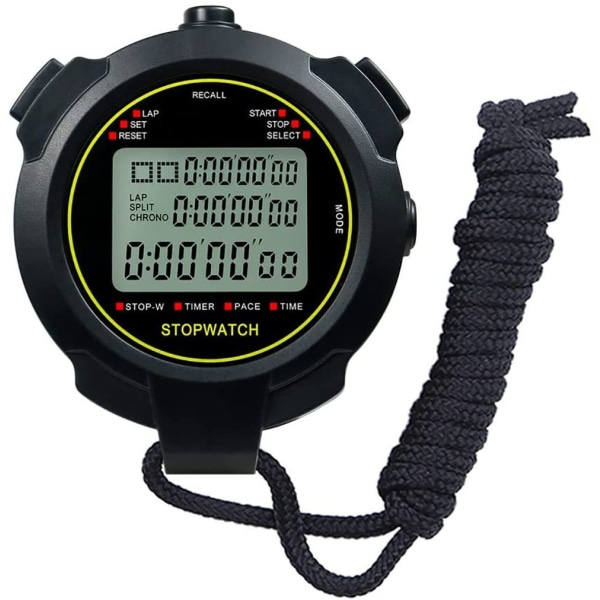 Sport Stoppklokke Timer Lap Split Digital Stoppklokke med Kalender