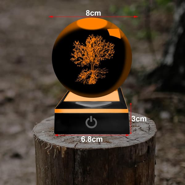 3D Krystallkule Livets Tre Lampe med Skiftende Lysbase, Gave til Alle Livets träd