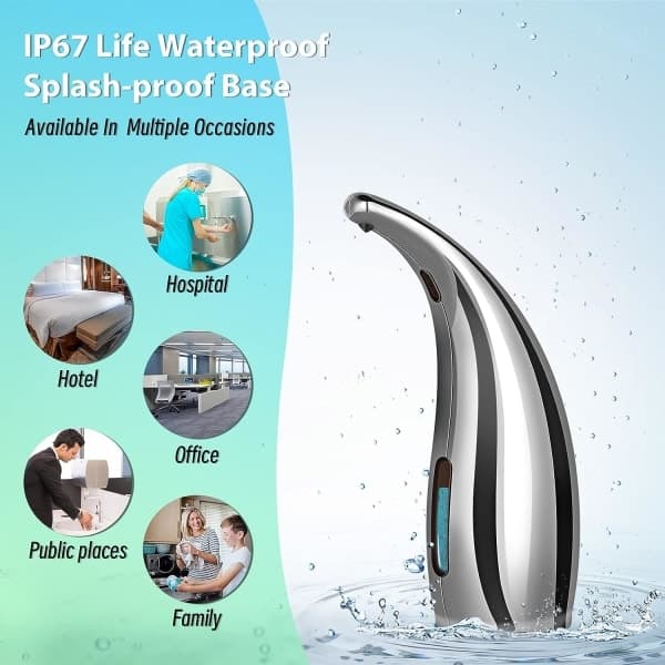 Automatisk såpedispenser, elektrisk såpedispenser med sensor, IPX6 vanntett