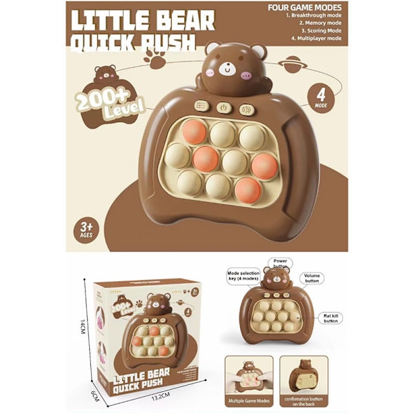 Bear Pop It Spel - Pop It Pro Ljusspel Snabb Tryck Fidget G