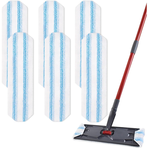 6-delt erstatningsmoppeputer egnet for Cedar H2prO moppesystem, egnet for Vileda H2PrO flatmopp refillsett - moppehode erstatning