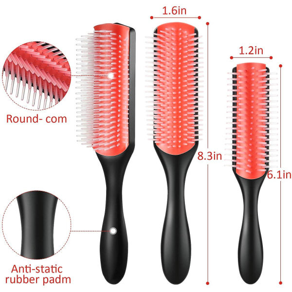 TG 2-pack 9-rads kudde nylon stylingborste