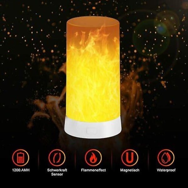 Peislys, Flammeflimmer nattlys USB-oppladbart flammebordlampe