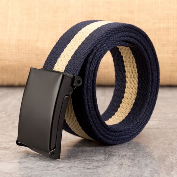 Bälte herr/dam/barn canvas tyg 5 olika skärp kläder blå beige - cm blue 110