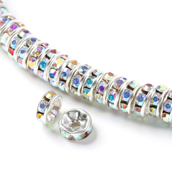 100 st 8 mm Rondelle Kristall Strass Pärlor Runda Lösa Pärlor för