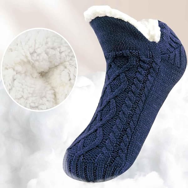 Fleeceforede skridsikre sokker, bløde polyester varme gulvsokker til kvinder, mænd og piger, indendørs, marineblå, 38-42 (26cm)