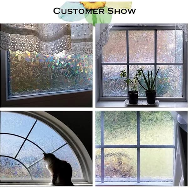 Window Film 445*200cm Anti-UV 3D Rainbow Effect Glass Window Fi_yux