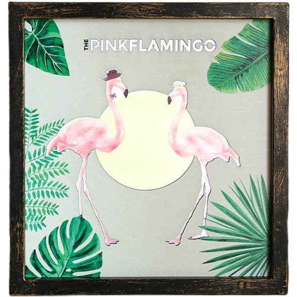 Joulu Flamingo valokuvakehyksen seinävalaisin Rustic taulukehykset Lamppu Led Joulu Halloween (Pink Flamingo)
