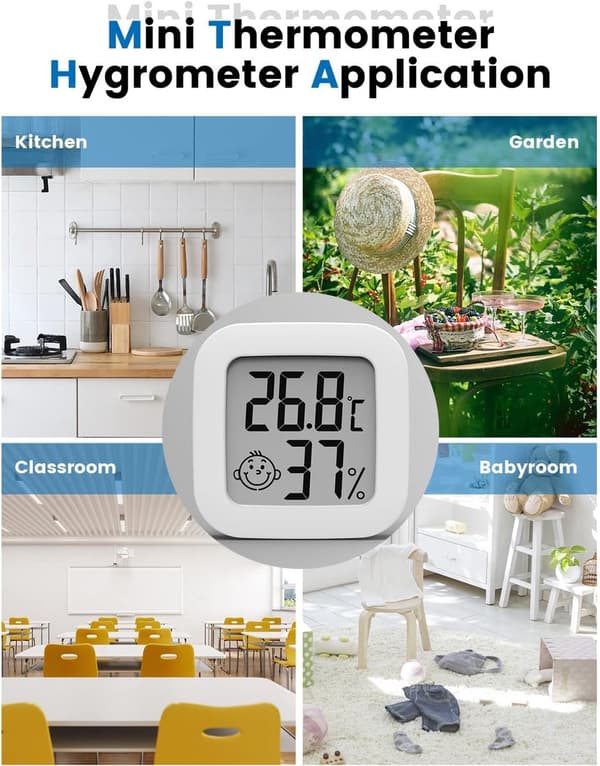 Mini Digitalt Innendørs Termometer - Værstasjon - Termometer - Høy Nøyaktighet Temperaturmåler - Innendørs Termometer - Hygrometer