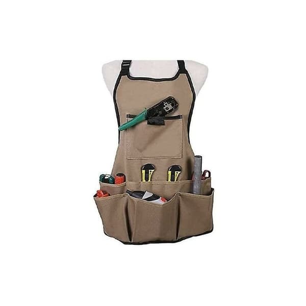Women's Garden Apron with 14 Pockets 600d Oxford Work Apron Adjustable Protective Apron for Garden Tools (Brown)