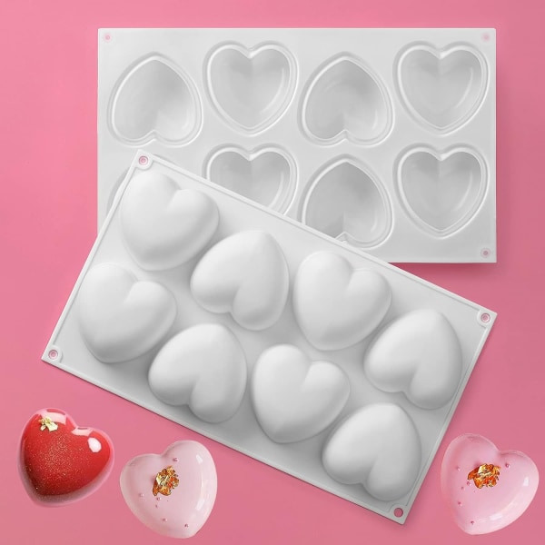 2-pakke forme til bagning, 3D hjerteformede forme til Valentinsdag