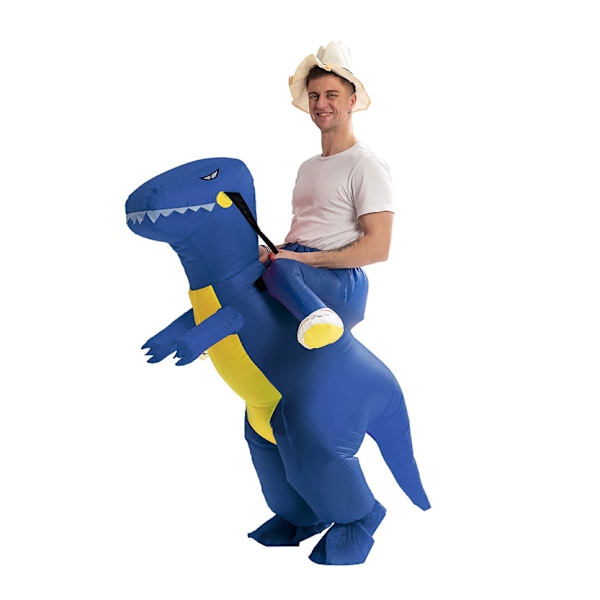 Halloween-kostyme for dinosaurfest, morsom oppblåsbar dukke, juleforestilling, festivalantrekk, cosplay blå blue Adult (160-190CM)