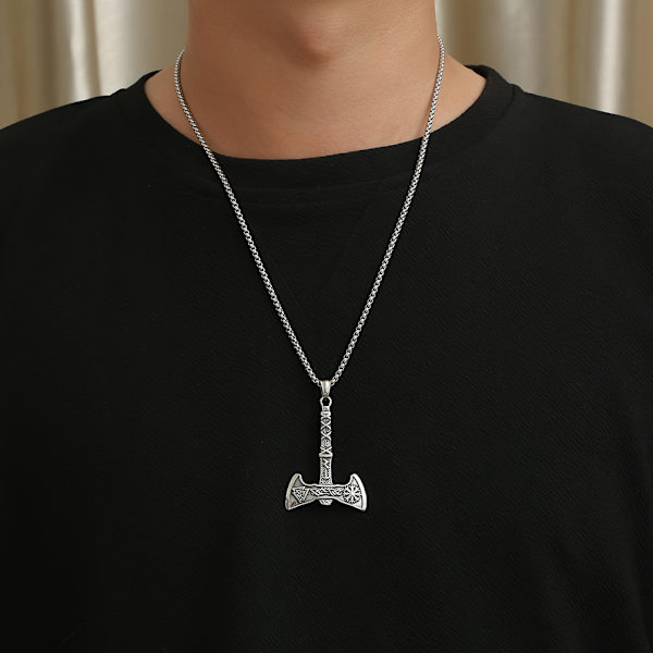 Retro Nordisk stil Viking økse titanium stål vedhæng e-handel mænds halskæde smykker forsyning Black single pendant