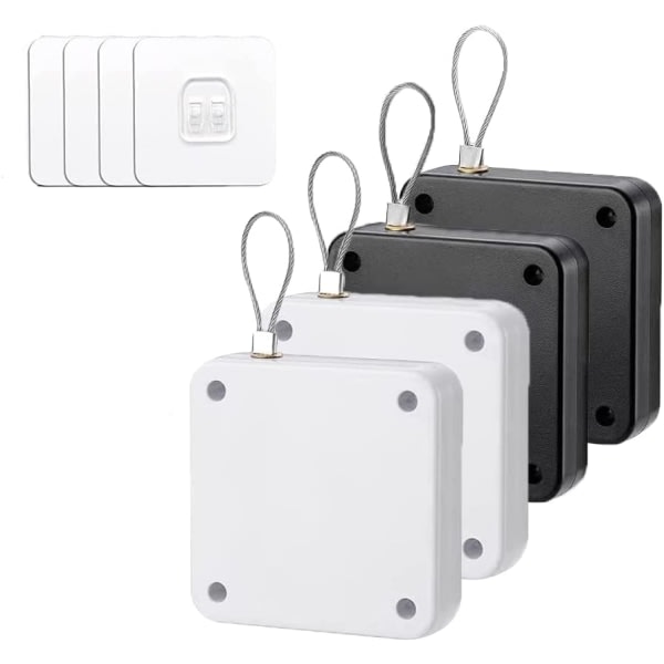 4 delar automatisk dörrstängare, automatisk sensordörrstängare med dragsko för alla typer av aluminiumlegeringar, trädörrar (svart+vit, 1.