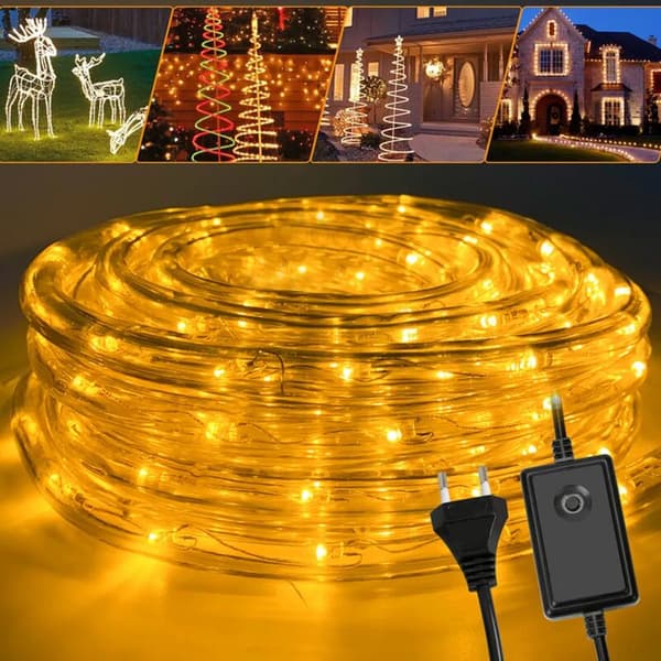 Fleksibel LED lyslenke partylys hage gul 10m